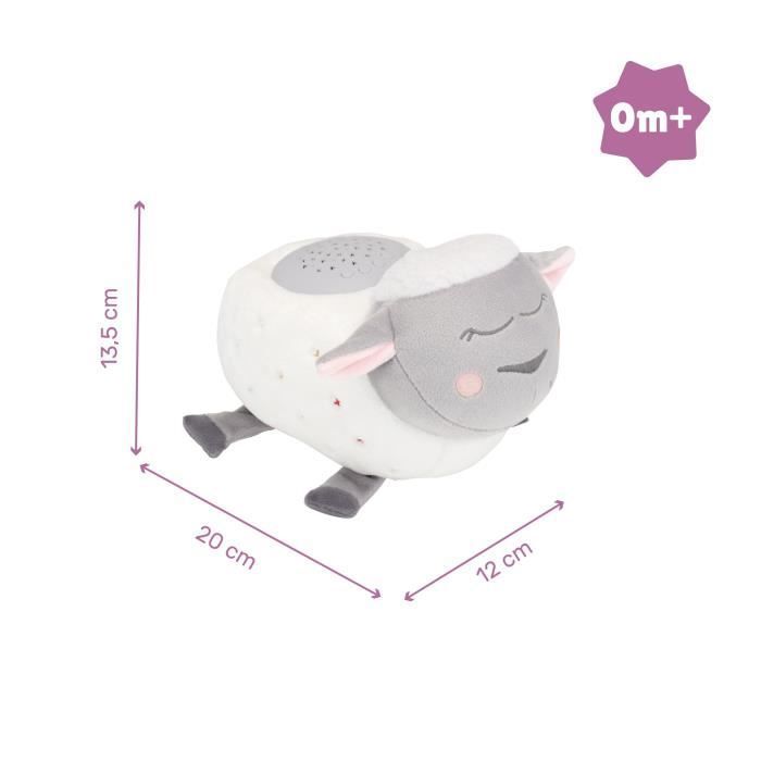 Lampada notturna a forma di pecora di peluche Badabulle - Proiezione di stelle e ninne nanne