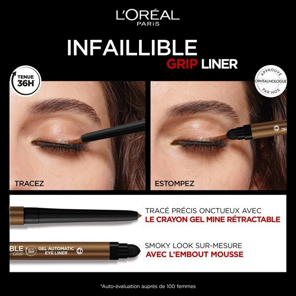 L'Oréal Paris Infaillible Grip Bronzed Expresso 36H bronze gel avtomatsko črtalo za oči