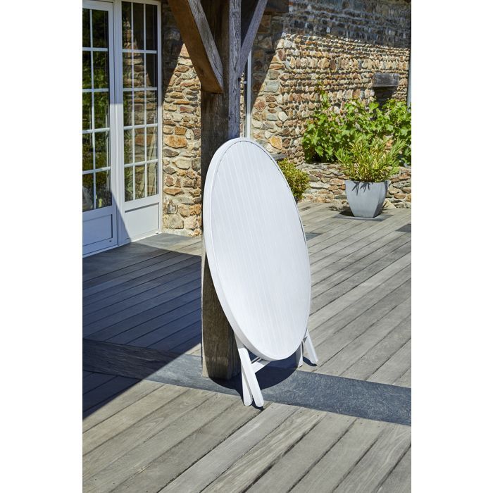 Ensemble repas de jardin 4 places en aluminium - Gris clair