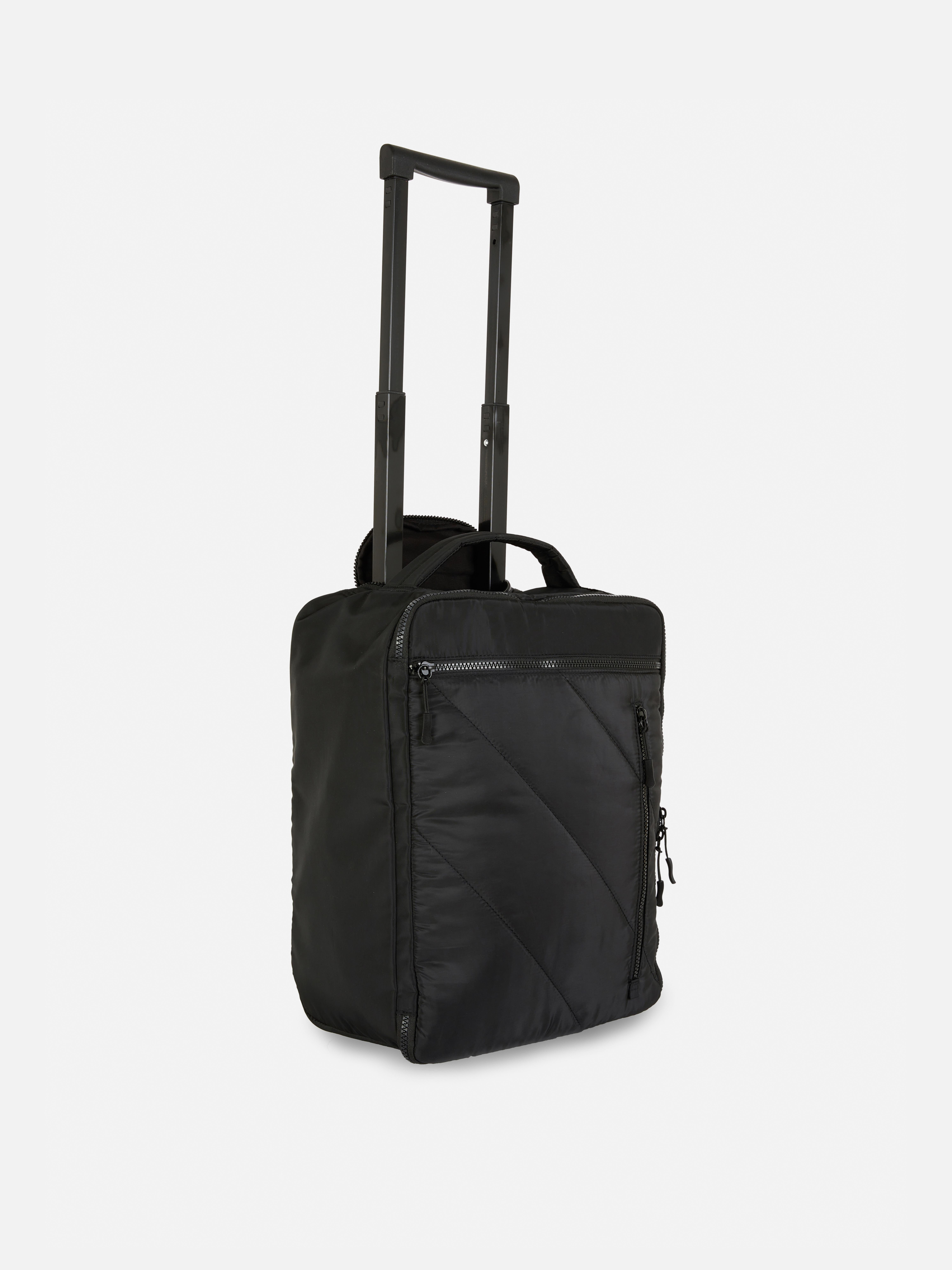 Rucsac tip troleu Un rucsac tip troleu cu compartimente multiple de depozitare, plus un mâner extensibil și roți