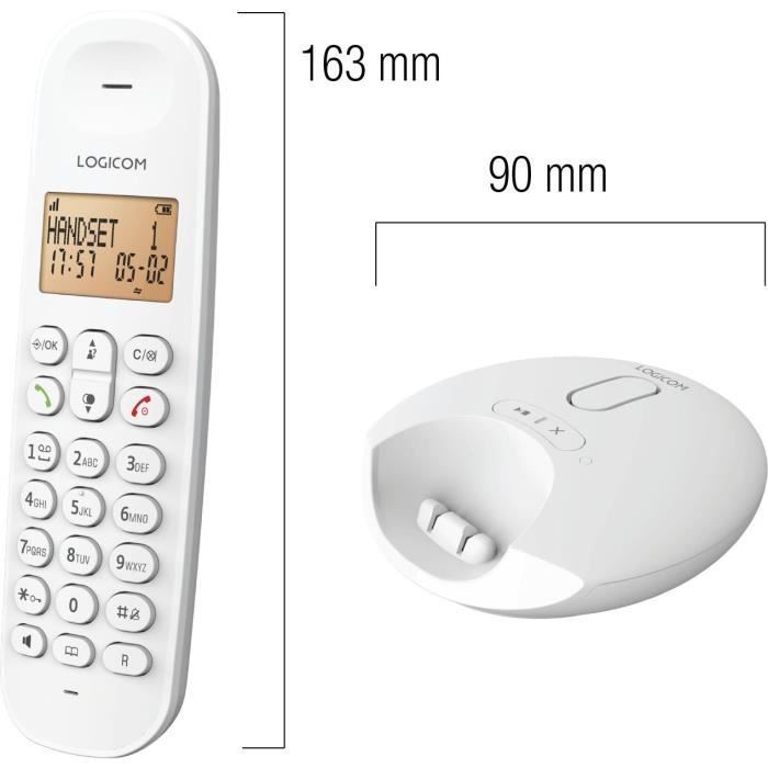 Schnurloses Festnetztelefon – LOGICOM – DECT ILOA 155T SOLO – Weiß – Mit Anrufbeantworter