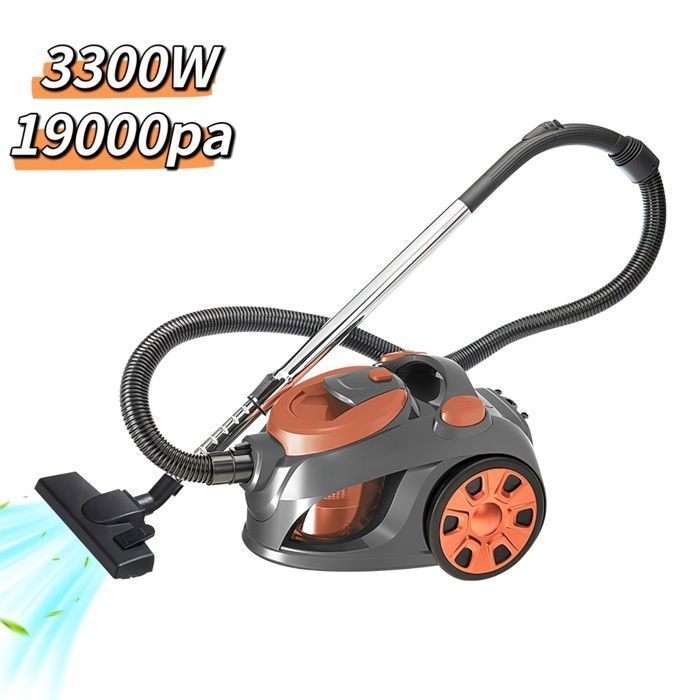 Stofzuiger zonder stofzak, 19.000 Pa zuigkracht, stille werking, 3300 W, 3 liter inhoud, hoogwaardige filtratie, 5 meter snoerlengte