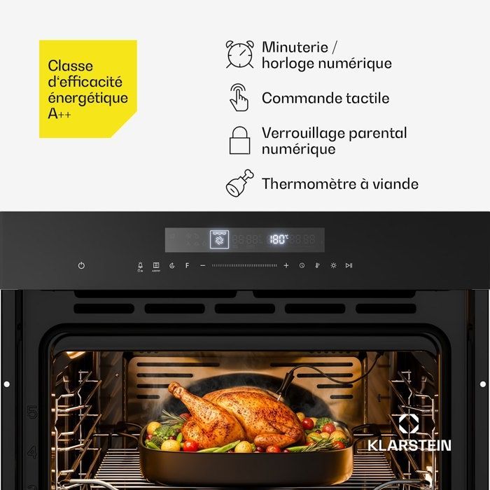 Horno con ventilador integrado - Klarstein - 72 L - 13 modos de cocción - Freidora de aire - Clase energética A++