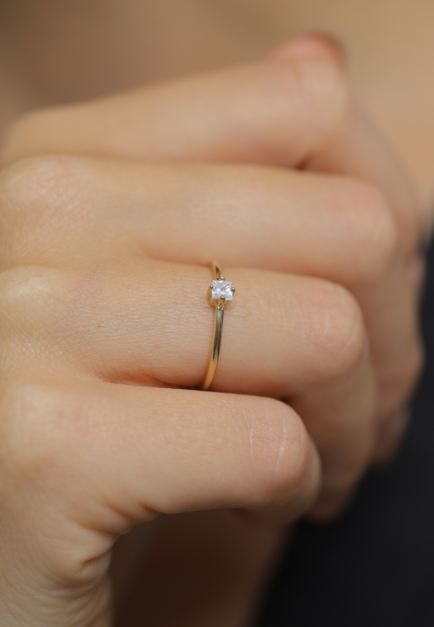 Elli Femmes Bague de fiançailles Solitaire Classique avec Zirconia en argent sterling 925 plaqué or