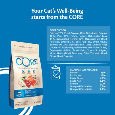 Alimento secco per gatti adulti Wellness Core Ocean