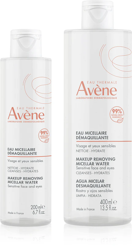 Avène Eau Micellare Duo: embalagem prática para uma limpeza perfeita da pele.