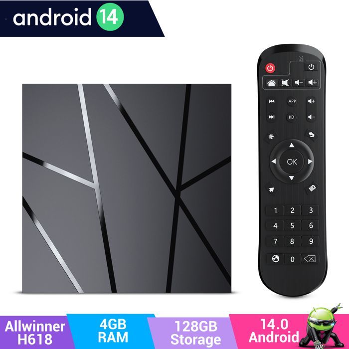 TV Box Android 14.0 Tv box T95 Pro, 4GB + 128GB 6K HD Quad Core, SMART BOX Bluetooth5.0 WIFI Media Player, Multimedia Player Box