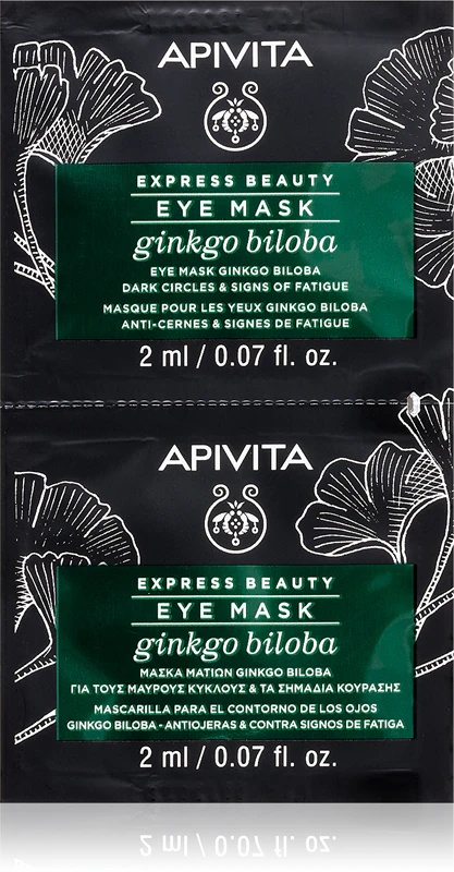 Apivita Express Beauty acu maska Ginkgo Biloba acu maska pret pietūkumu un tumšajiem lokiem