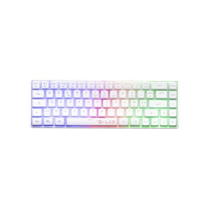 Teclado Gamer - Membrana - The G-Lab - KEYZ HYDROGEN WL - Retroiluminação Arco-Íris - Sem Fio - Semi-mecânico - AZERTY - Branco