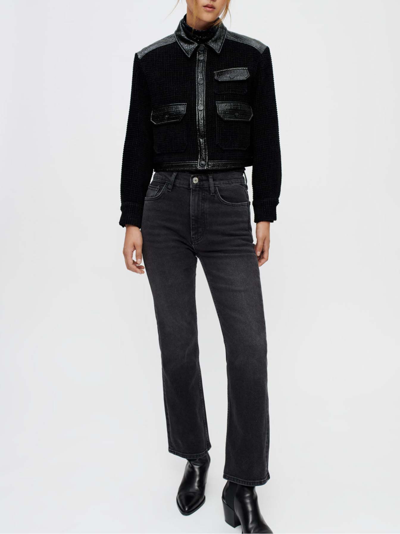 Gewassen zwarte jeans - Zwart