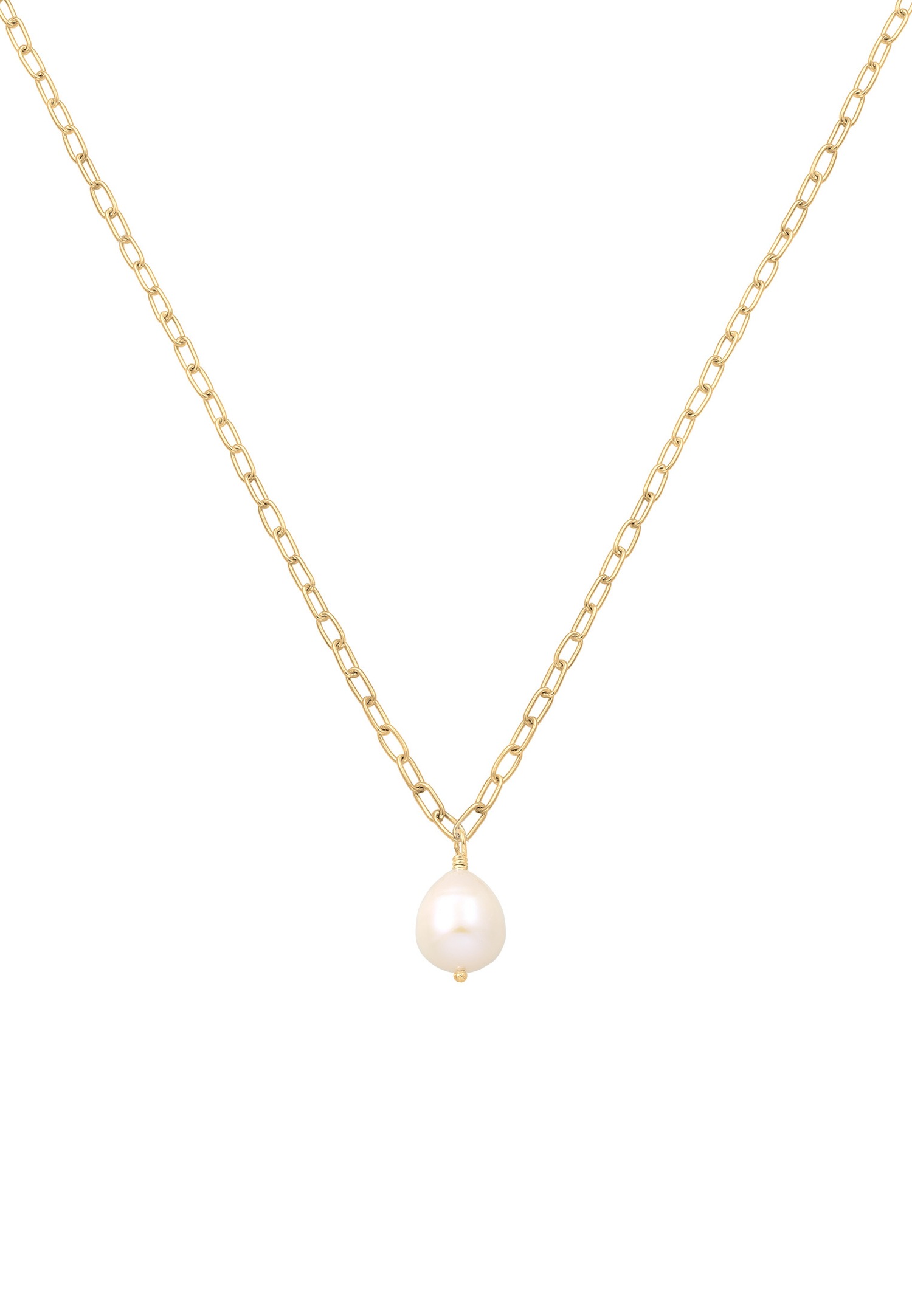 Elli PREMIUM Vintage Mariage Perles d'eau Douce Baroques Collier Femme Plaqué Or Argent (925/1000)