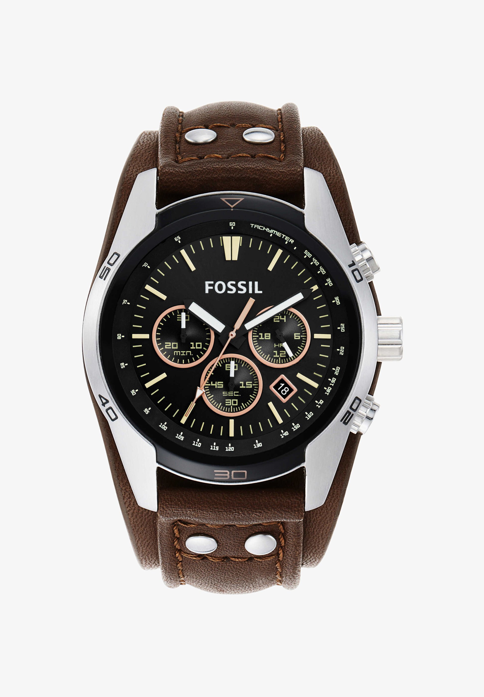 Hodinky Fossil Chronograph - hnedé