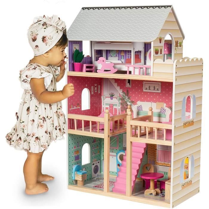 MAMABRUM Puppenhaus 60x30x90 cm LED 3 Etagen