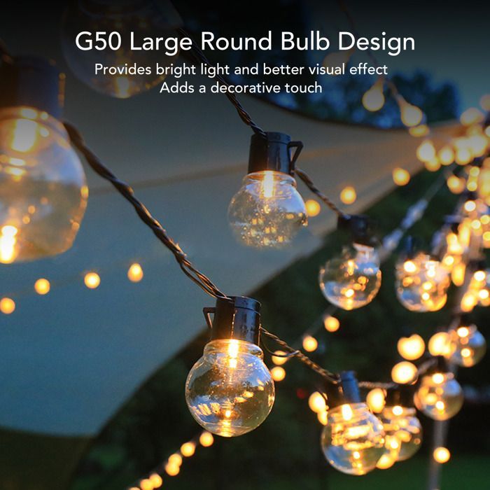 Guirlande lumineuse d'extérieur - Ulisem - 40 ampoules G50 - Solaire et USB C - Étanche