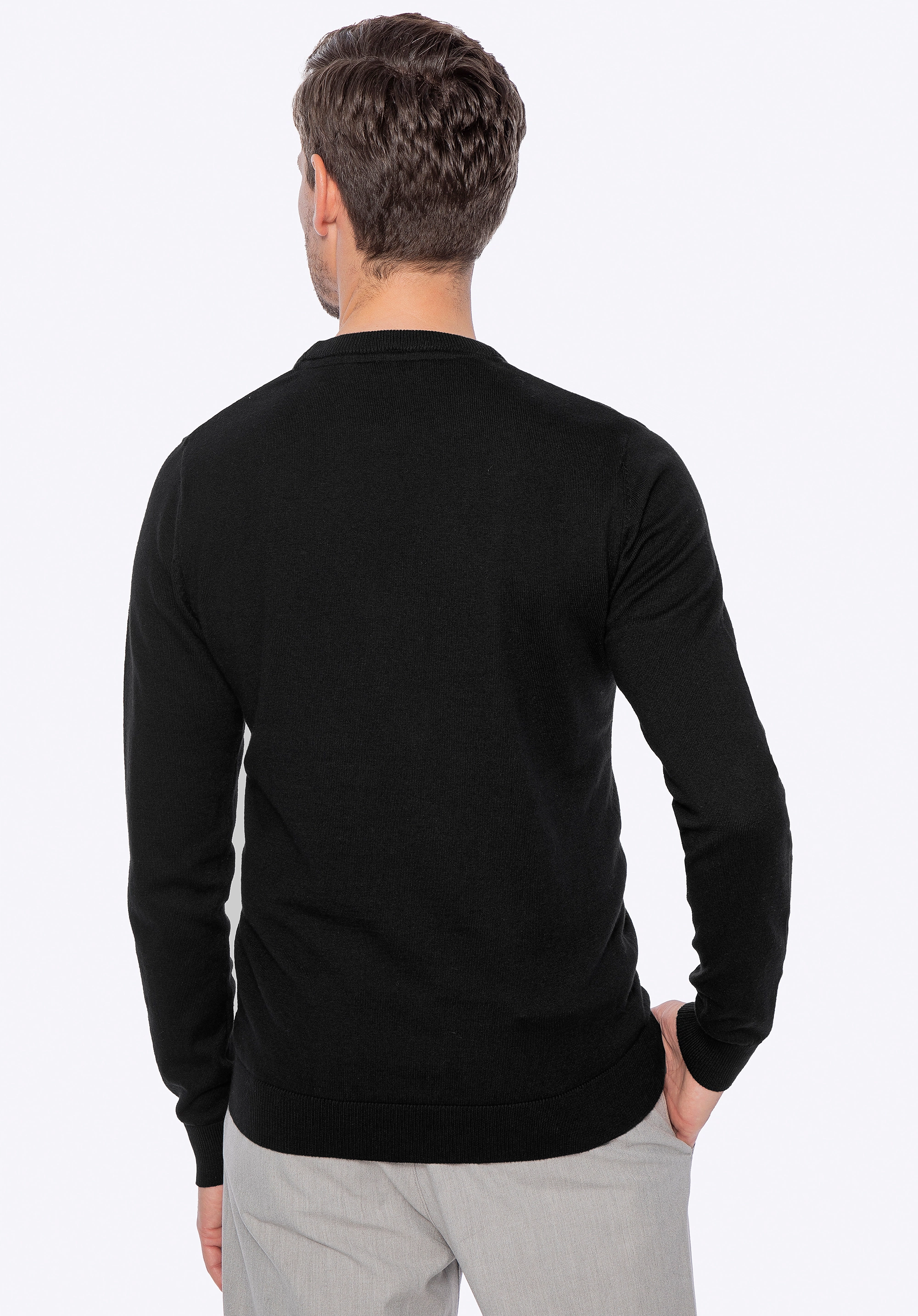 Sweter męski z bawełny z domieszką kaszmiru czarny
