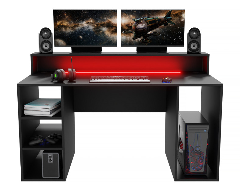 Biurko Gamingowe Komputerowe Enigma Xl Led Czarne