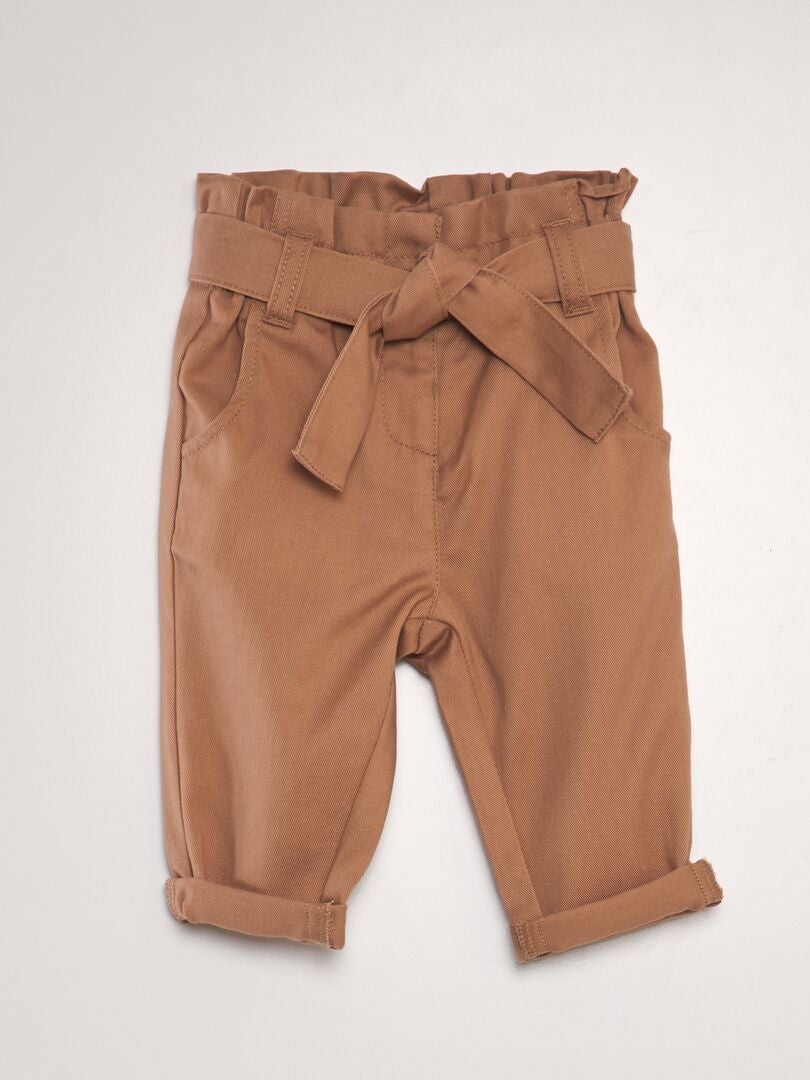 Broek met strikceintuur - - BRUIN