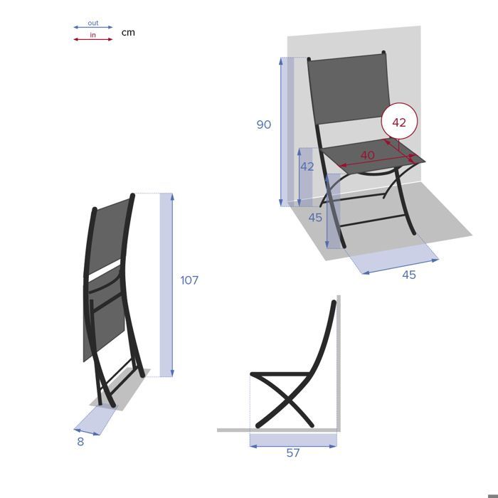Lot de 4 chaises de jardin pliantes 