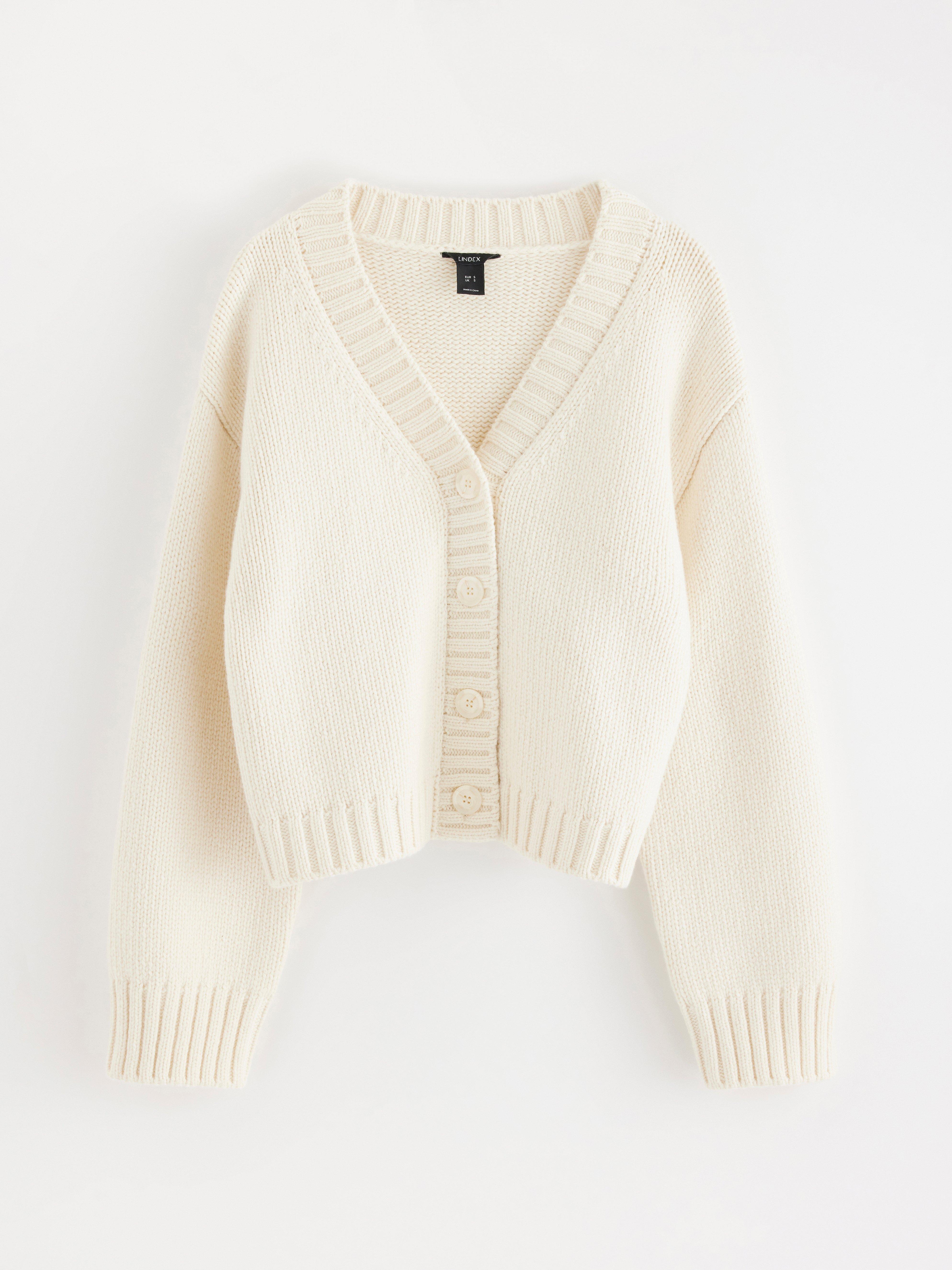 Cardigan i ullblanding i off-white