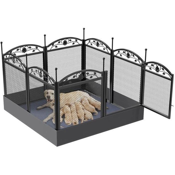 Parc pour Chien Intérieur Enclos Chien Extérieur en Métal Parc à Chiot Pliable - 126x126x80cm