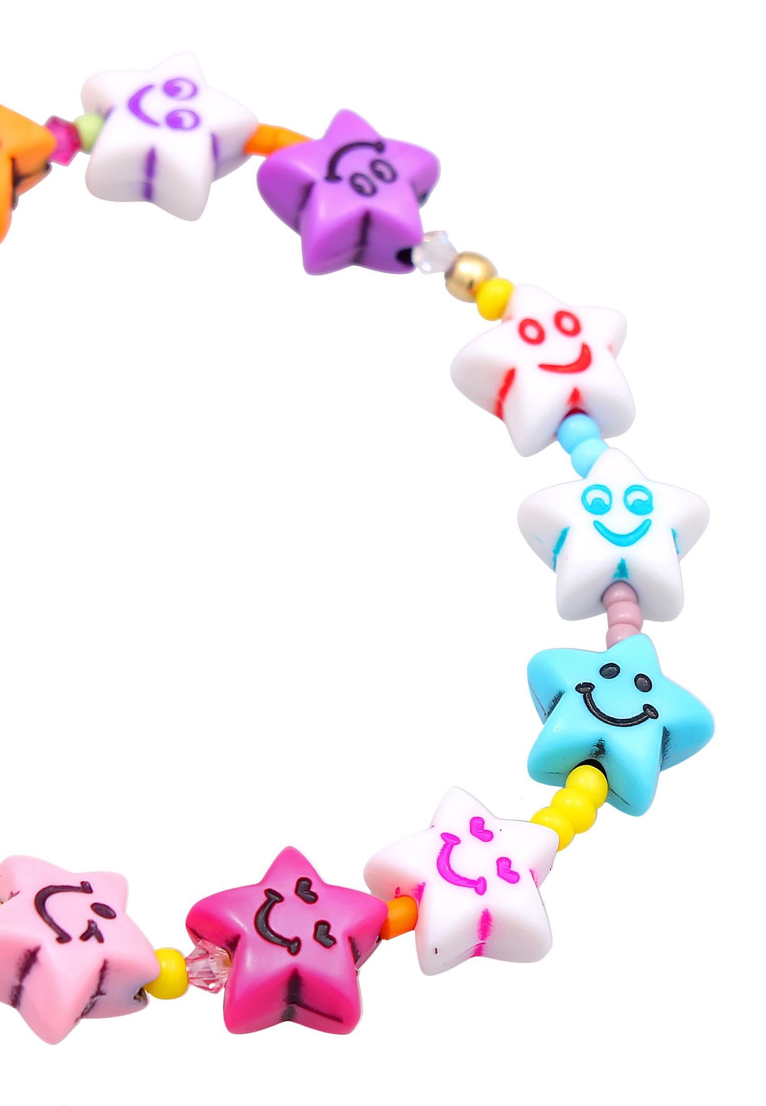 Elli Femmes avec Smiling face Étoile multicolore en nylon avec cristal de verre en argent sterling 925 plaqué or