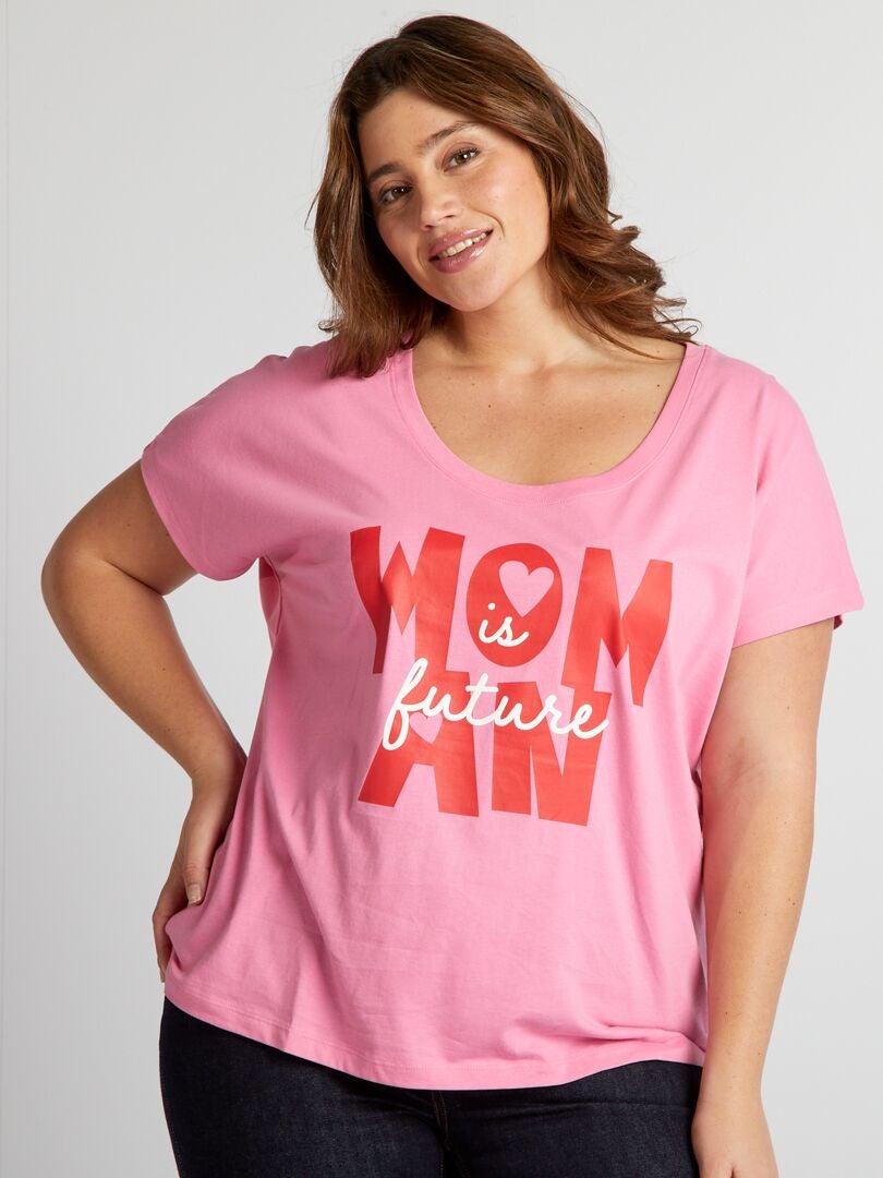 Bedrukt katoenen T-shirt - ROZE