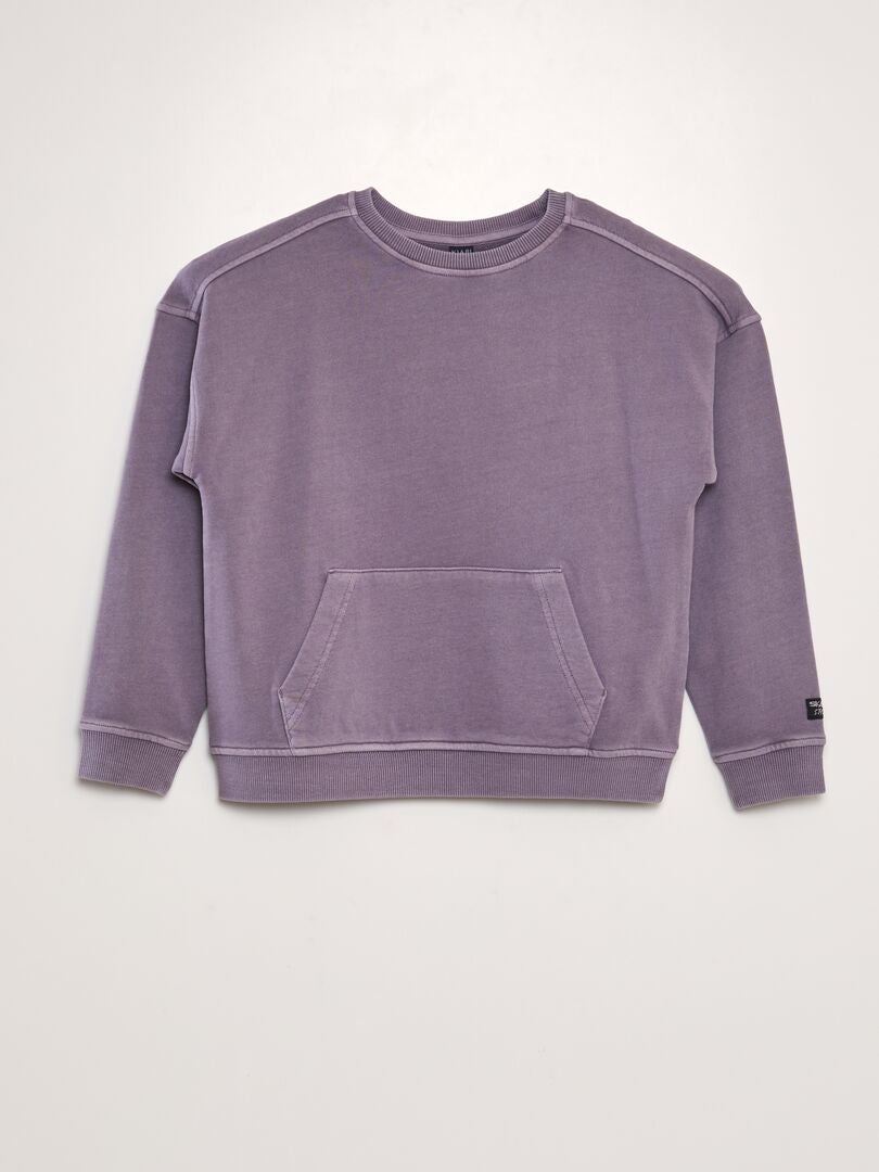 Sudadera polar con bolsillo tipo canguro - MORADA
