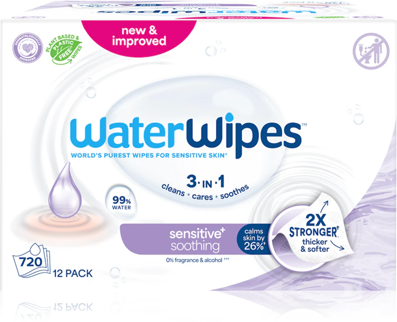 Lenços umedecidos suaves WaterWipes Soothing Clean para bebês