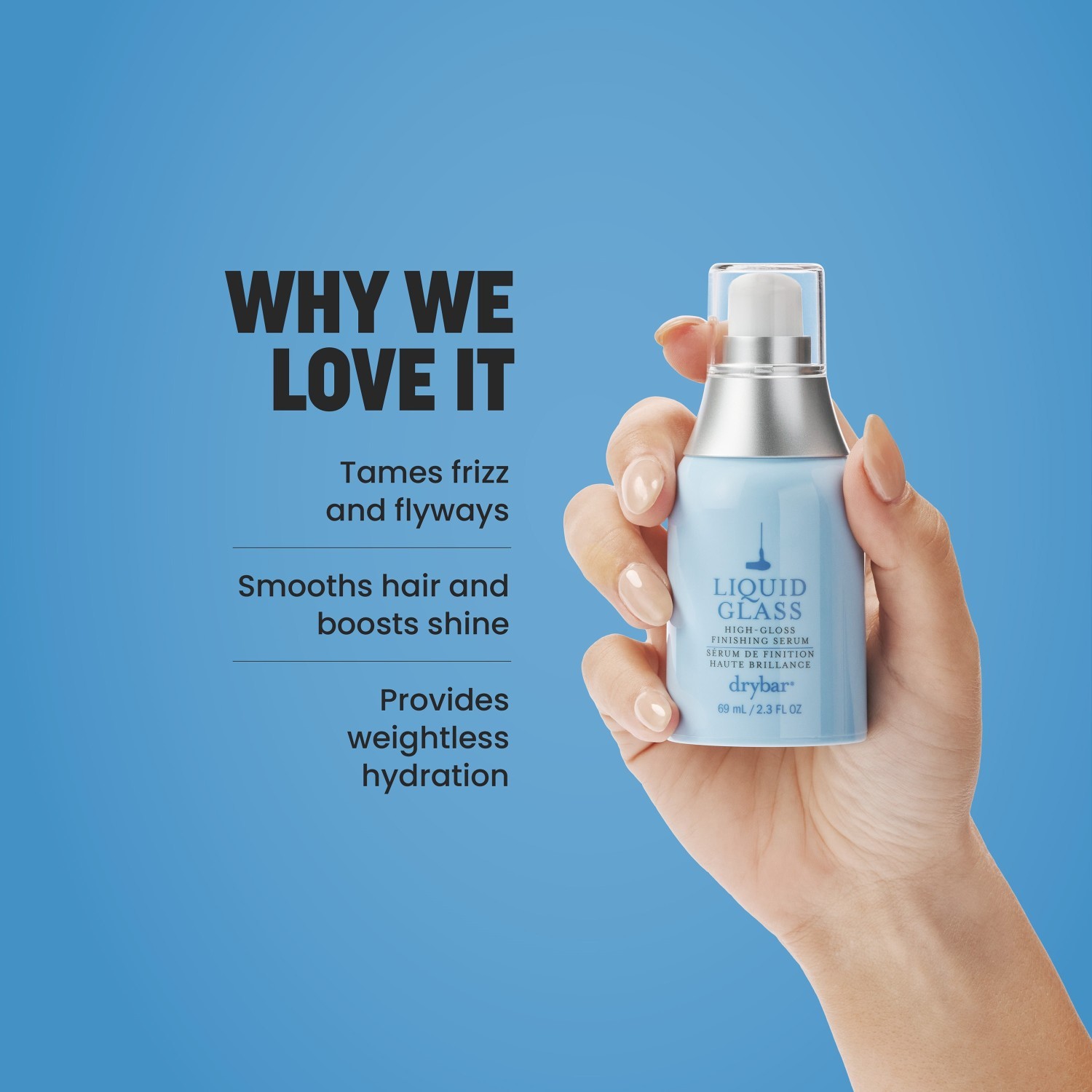 drybar vlasové sérum tekuté sklo s vysokým leskom - 69 ml