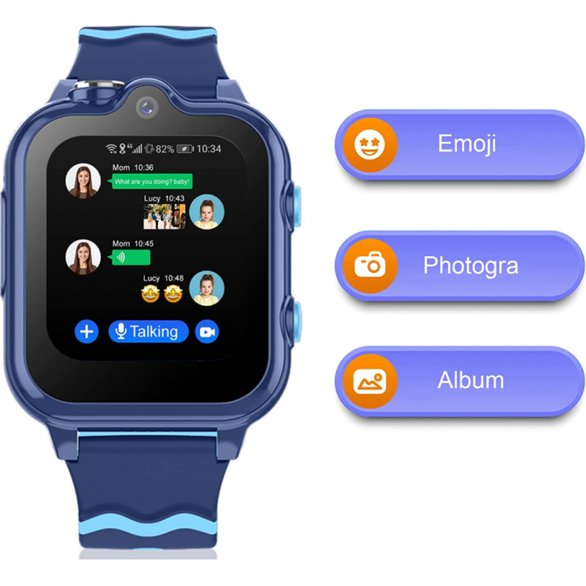Smartek Smartwatch mit GPS, Nachrichten, 4G-Videoanrufen