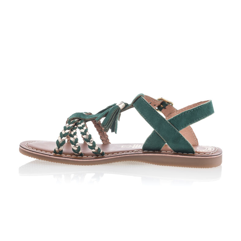 Sandalias verdes para niñas / Zapatos de punta abierta