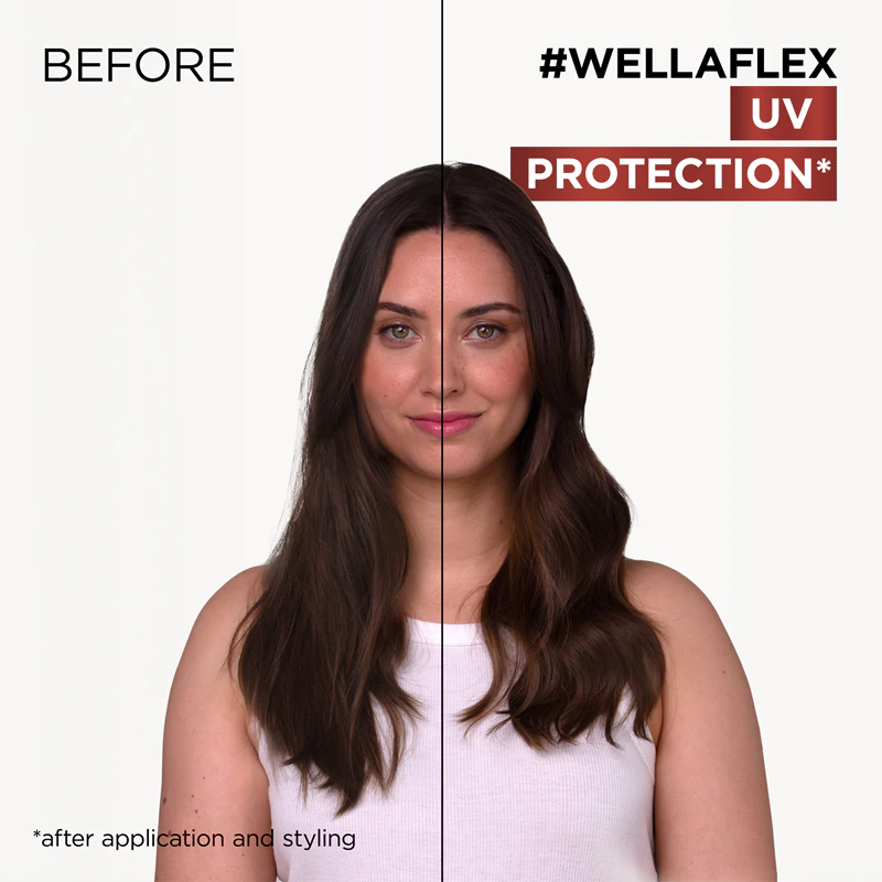 Mousse capilar Wella Wellaflex com proteção térmica para cabelos contra altas temperaturas.