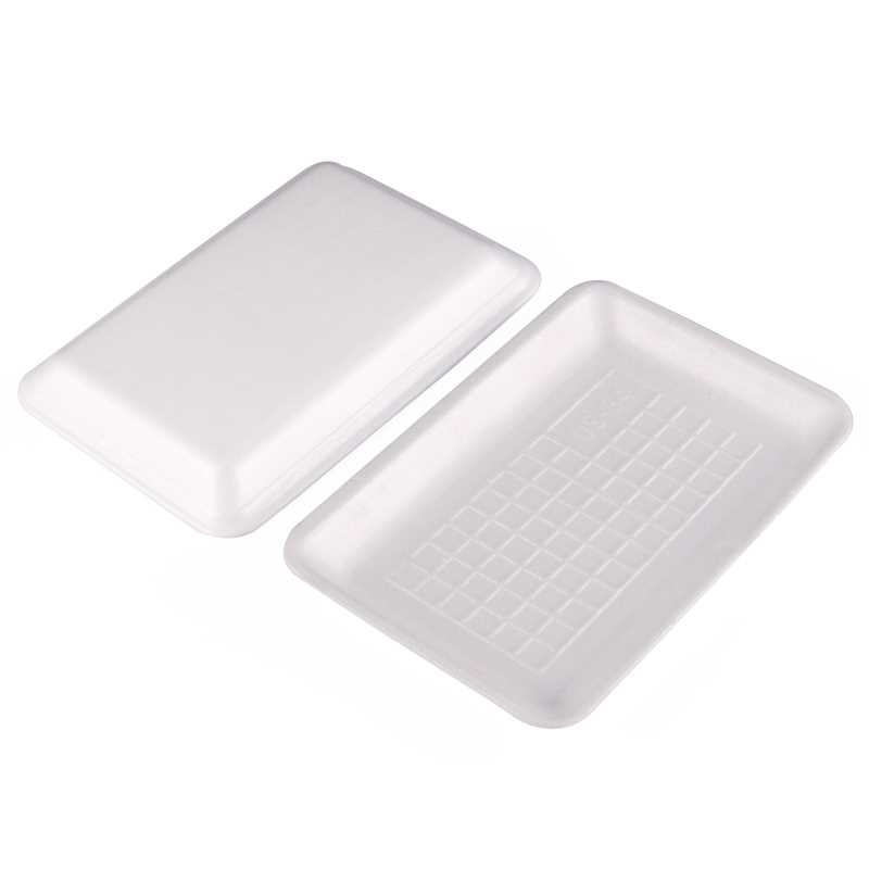 Plateau jetable en mousse de qualité alimentaire, matériau PS, pour aliments surgelés (fruits de mer, viande, etc.), emballage pour fêtes ou mariages.