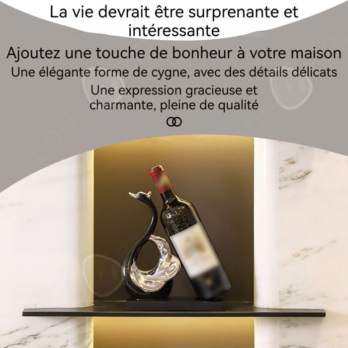 C Porte-bouteilles 25x22x10cm objets décoratifs en céramique table d'affichage bouteille décoration d'intérieur noir unisexe