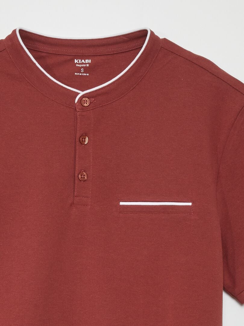 Polo shirt van katoenen piqué met opstaande kraag - ROOD