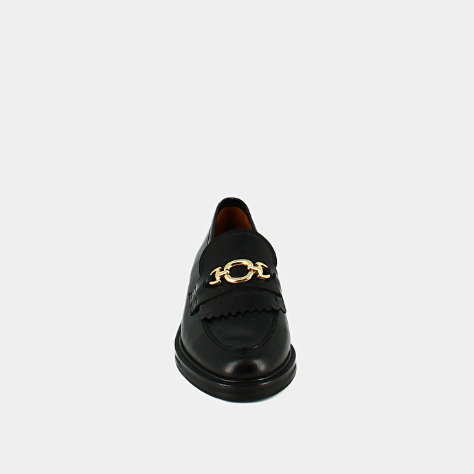 Mocassins à boucles dorées  en cuir noir
