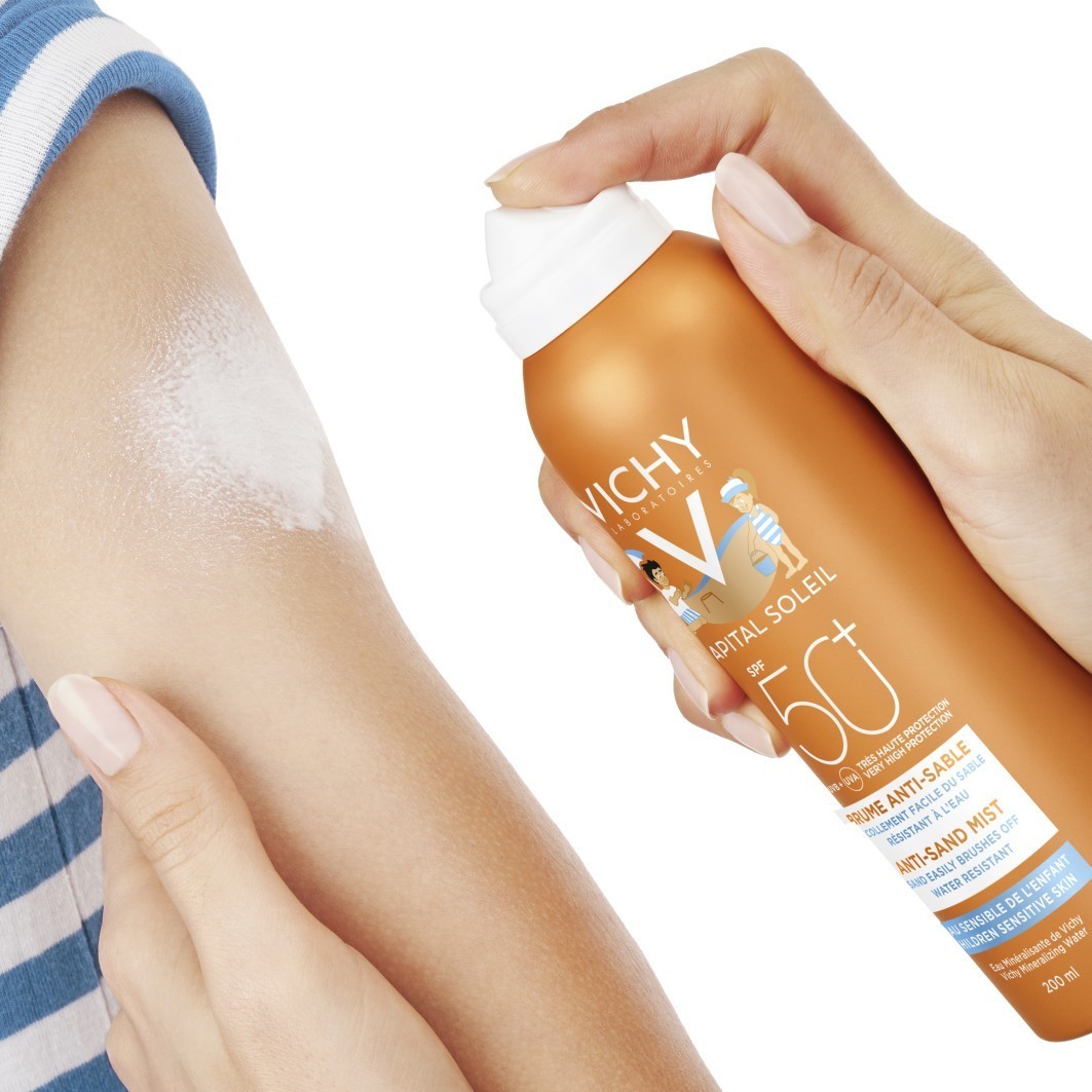 „Vichy“ vaikams skirtas apsauginis kremas nuo saulės „Capital Soleil Anti-Sand Spray SPF 50+“ – 200 ml