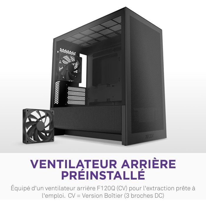 Boitier moyen-tour micro-ATX - NZXT - CC-H31FB-01 - H3 Flow - Airflow remarquable - Noir - GPU grand format