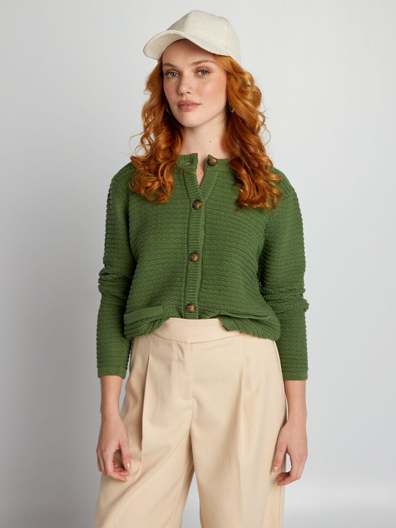 Vest met knopen en zakken - GROEN