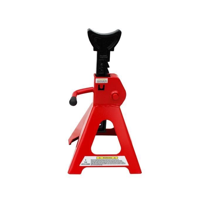 Chandelles à crémaillère - Varan Motors - 3 Tonnes - 27-42 cm - Rouge et noir - Réglage rapide