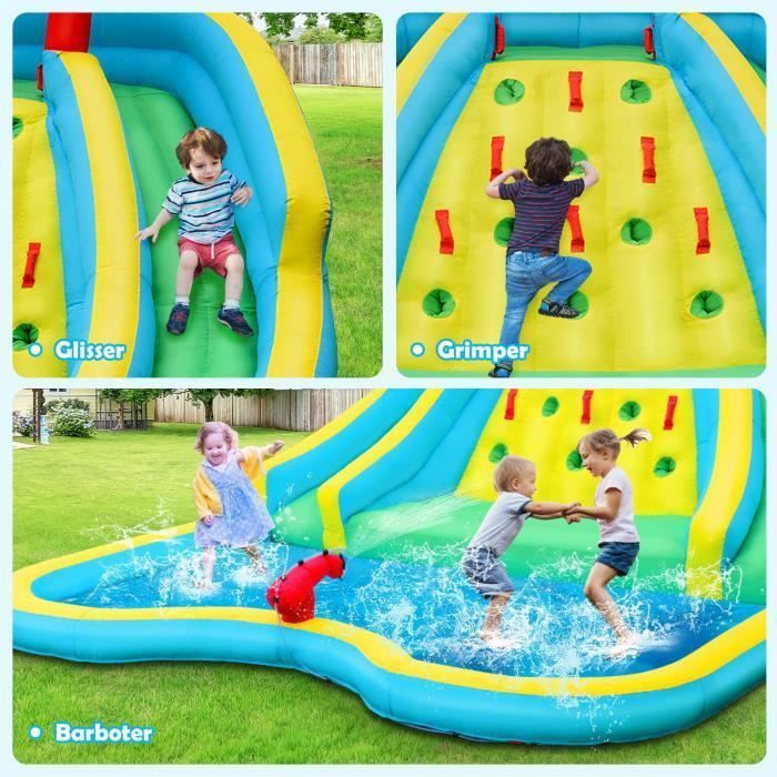Aufblasbare Burg - DREAMADE - Aufblasbare Rutsche mit Kletterwand und Wasserkanone - Für Kinder von 3 bis 8 Jahren