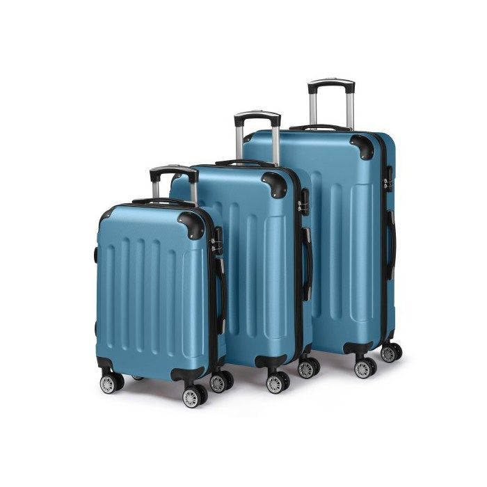 ALIGHTUP - Juego de 3 maletas portátiles 3 en 1 de ABS con ruedas - 55 cm/65 cm/75 cm - Azul