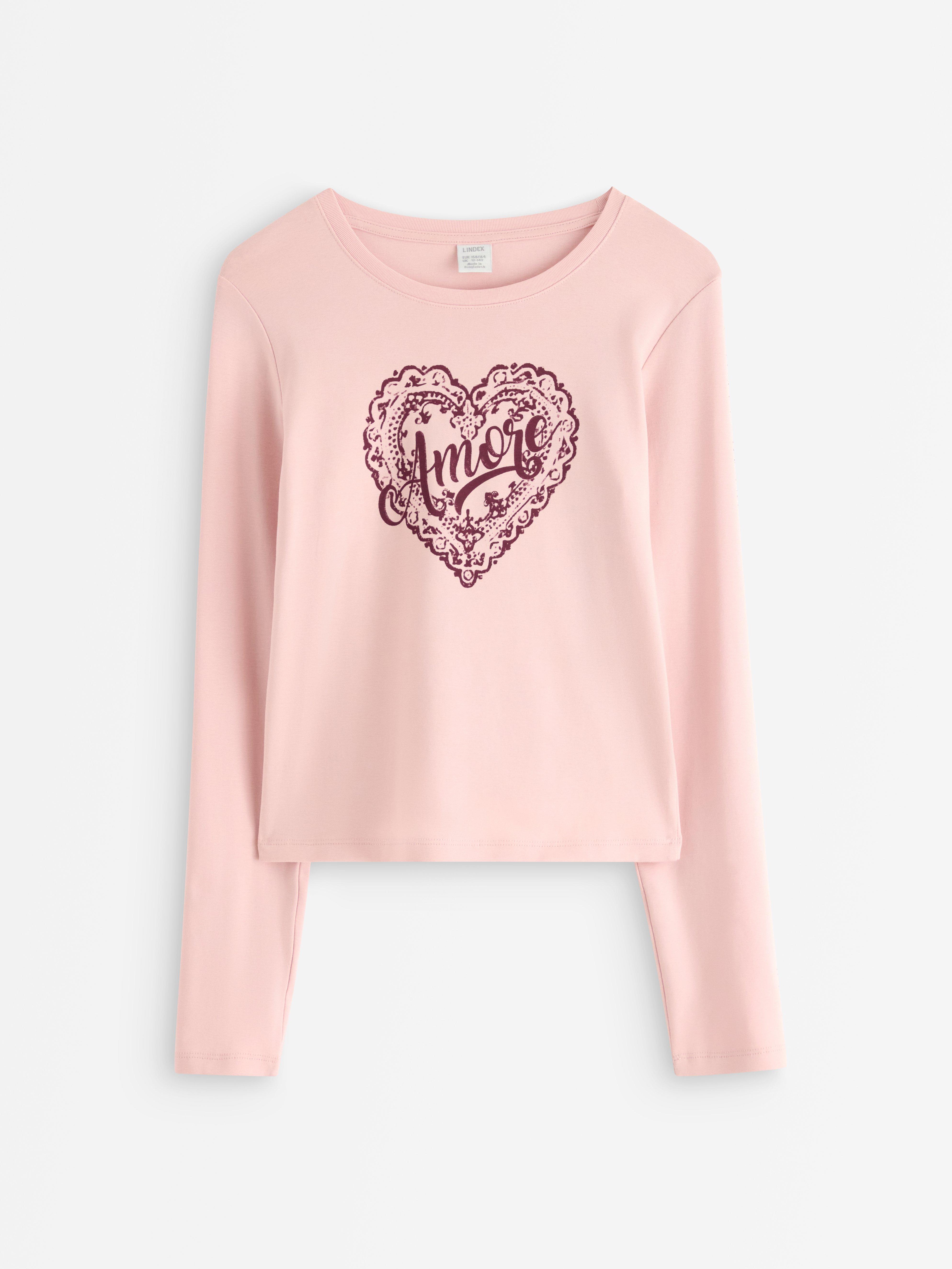 Blusa de manga comprida rosa claro