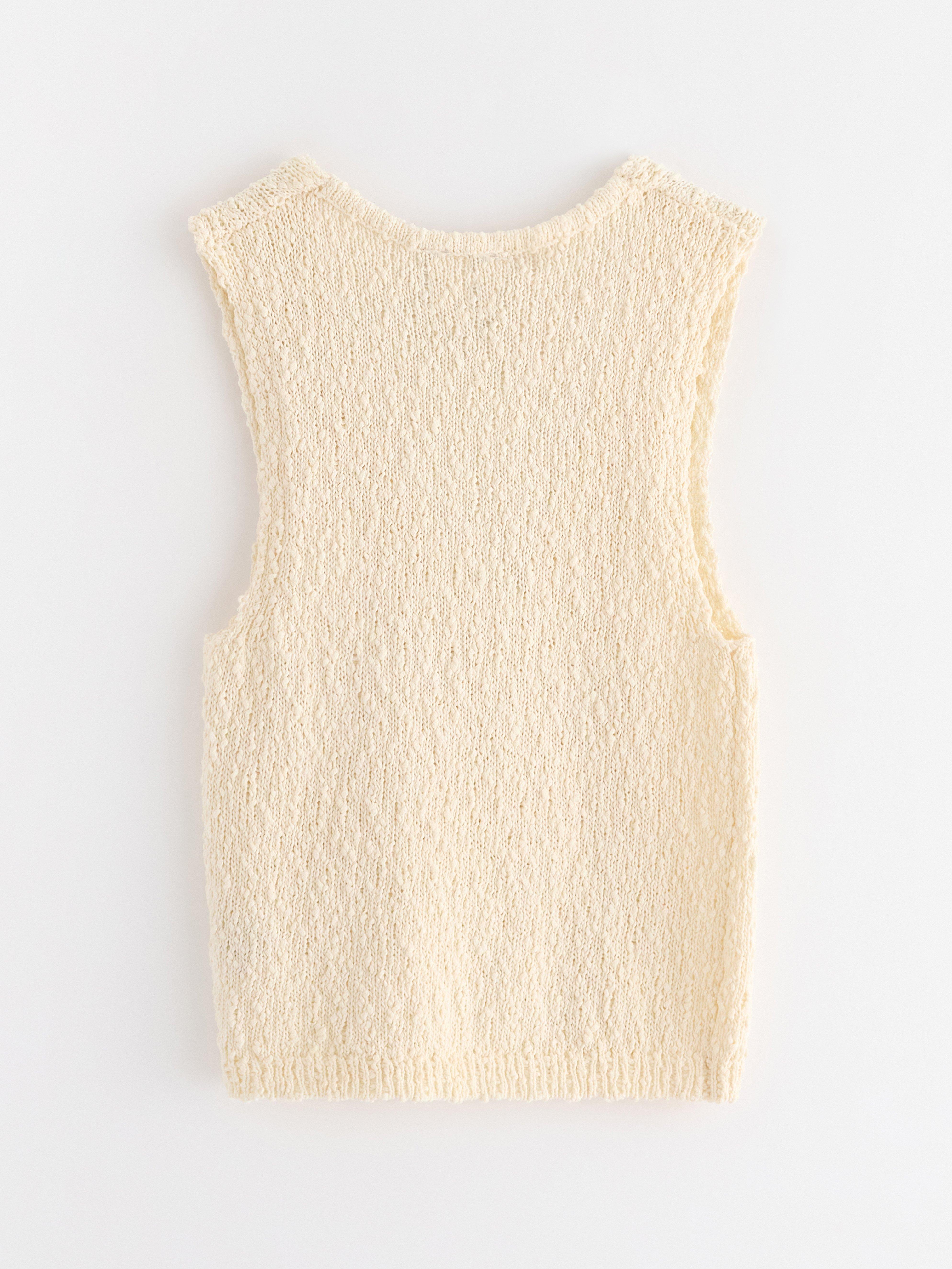 Colete de malha branco-creme