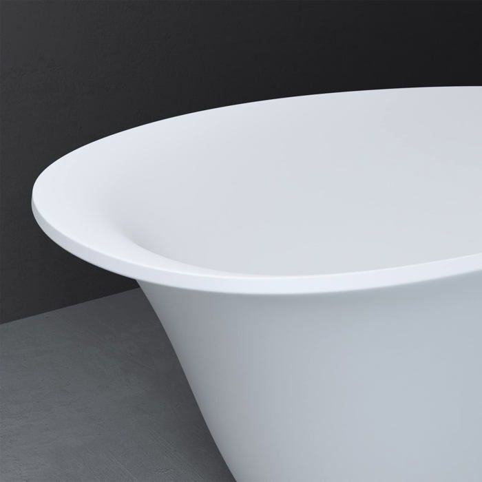 Mai & Mai Oval White Resin Freestanding Bathtub 175x81x73cm Freestanding Bathtub with Drain and Overflow V906