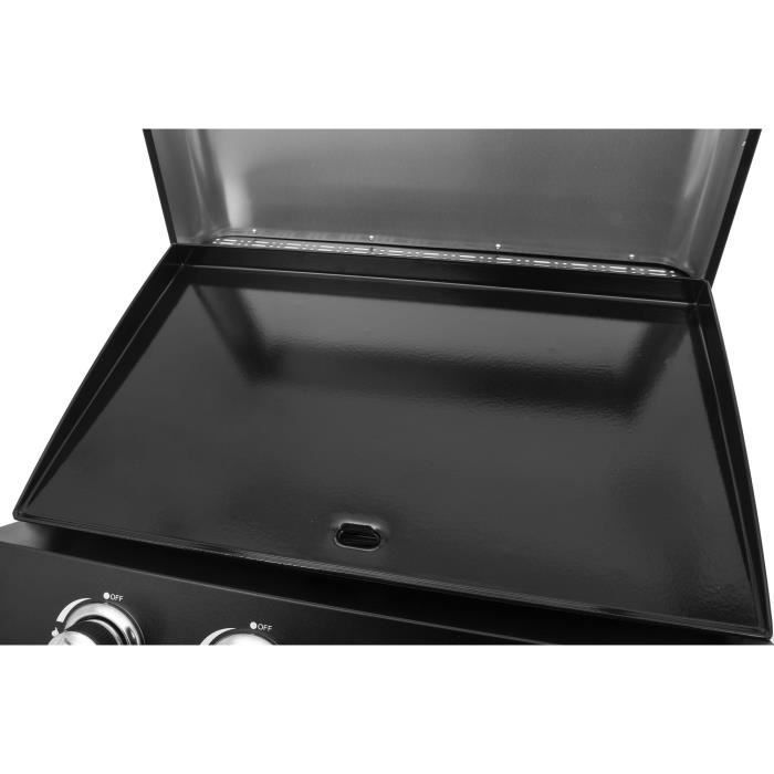 COOKING BOX Plancha à gaz PALMA - 4 feux - 10kW - 69x51x35 cm - Surface de cuisson: 62x35 cm - Noir