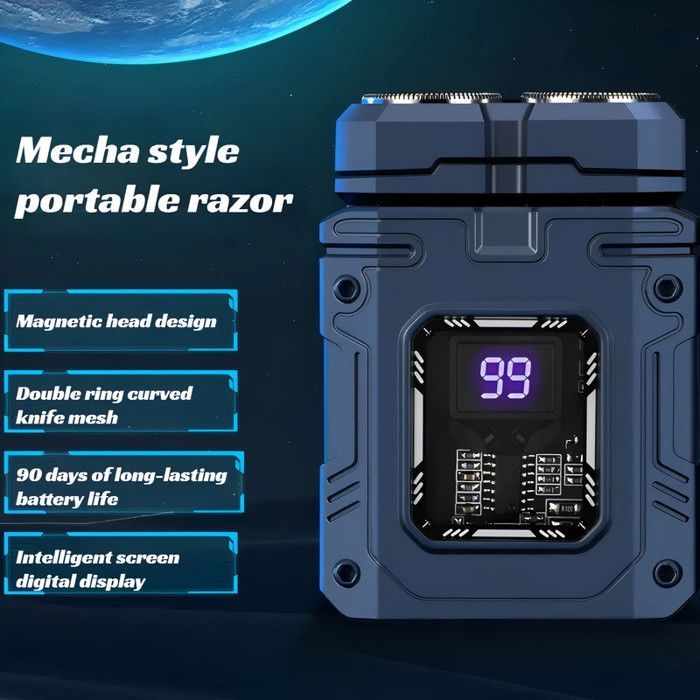 Rasoir électrique pour homme, rechargeable, étanche IPX7, avec tête magnétique pour barbe fermée, Gris