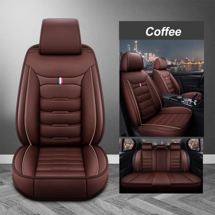 Housse de siège de voiture - MOMOTOU - Universelle - Cuir PU - Brun - Protection toutes saisons