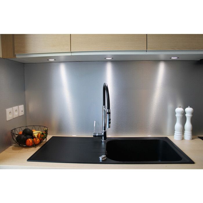 Panel antisalpicaduras reversible de aluminio cepillado - aluminio natural - L: 200 cm - An: 100 cm - G: 3 mm - Aluminio cepillado