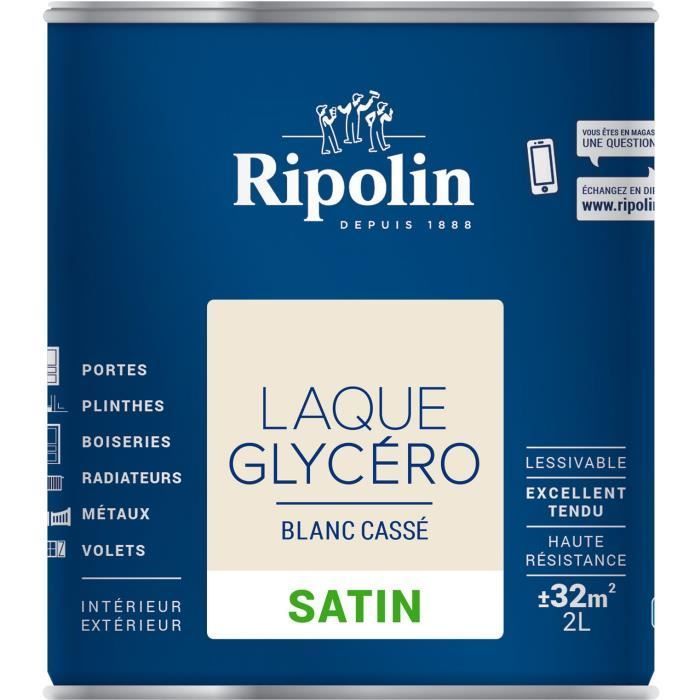 RIPOLIN Glycero Dekorlack für den Innen- und Außenbereich – Cremeweiß Satin, 2 l